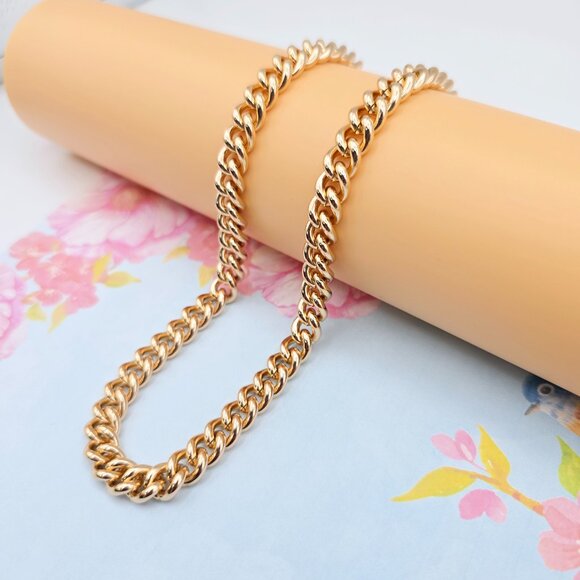 "Heavy Rose Gold Cuban Chain Necklace for Men & Women, 19.7 Inch, XPNL0083 - Picture 2 of 12